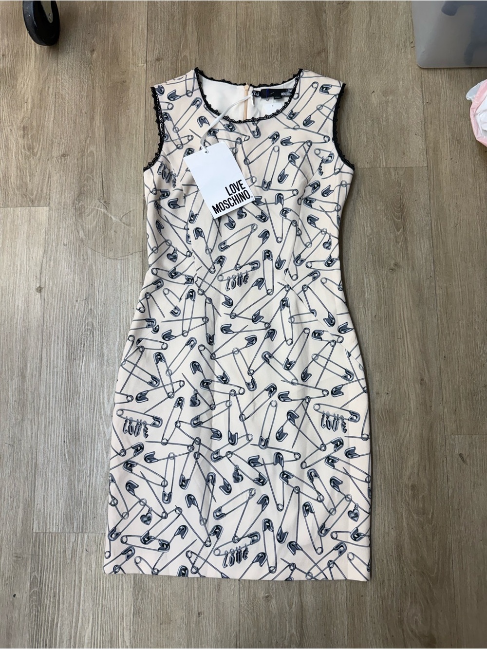 NWT Love Moschino Crotchet Safety Pin Sleeveless Dress Sz 6